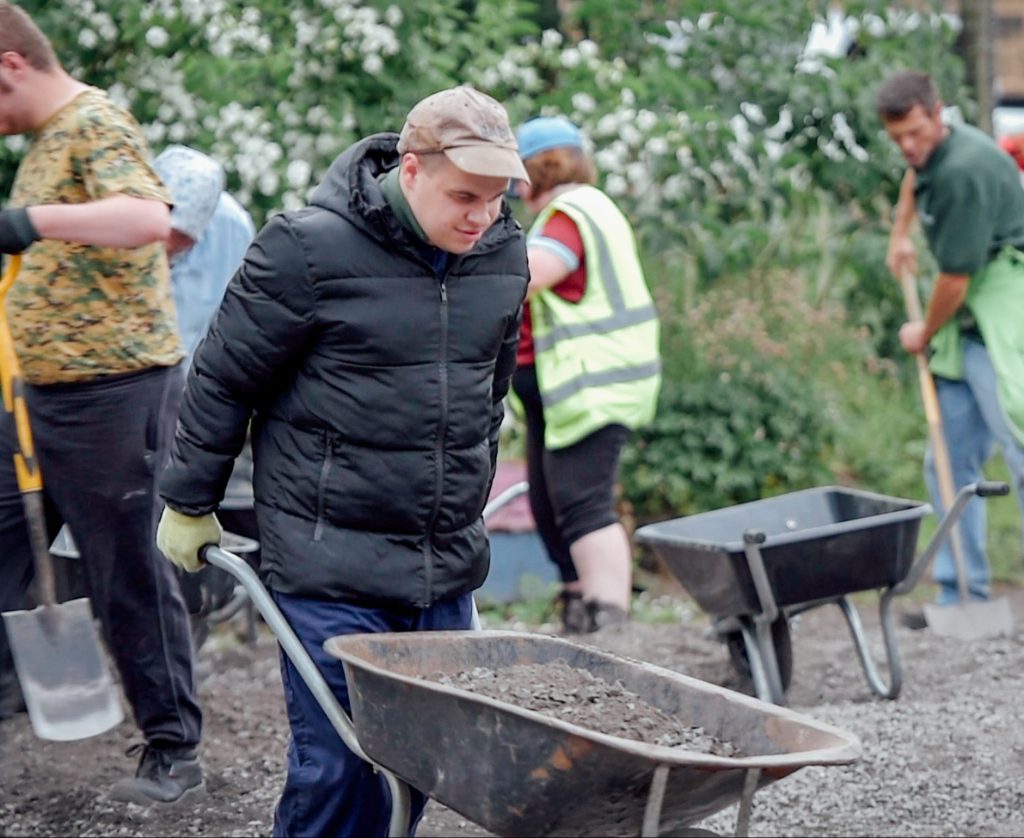 Group of people gardening